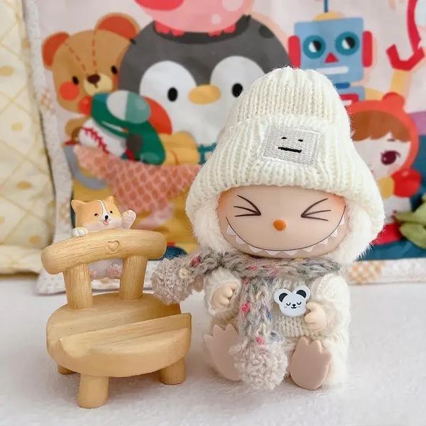 Mini DollS Clothes Outfit Accessories For Labubu and 10cm cotton doll sweater scarf hat set Clothing Christmas Gift 241030