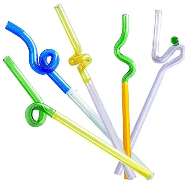 Straws Drinking Creative Glass Eco Special Shaped High Temperature Resistant Milk Tail Fruit Juice Beverage Straw C0612g03 0428