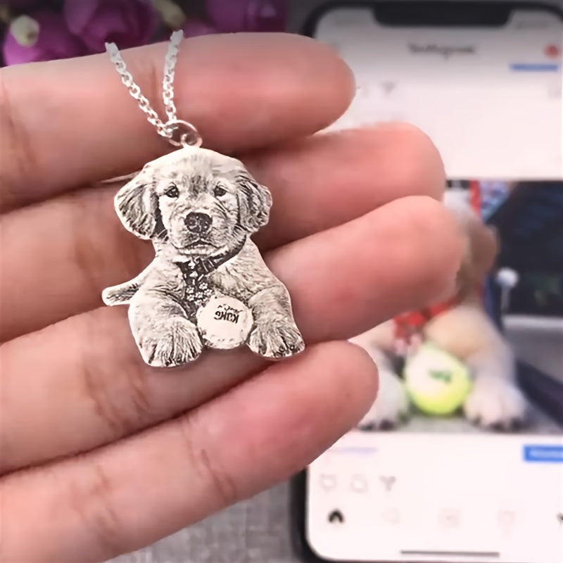 TEMU Customized Personalized Laser Customized Pet Photos, Graffiti Carved Names, Dog Tags, Necklaces, Pendants, Jewelry Gifts
