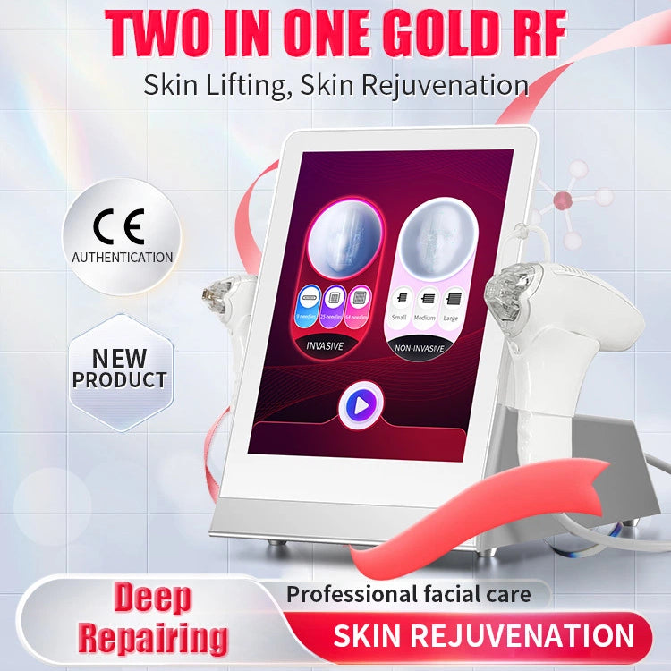 2 In 1 Gold RF Microcrystal Ice Hammer HandlesProfessional Facial Care Skin Tightening Pores Shrinking Skin Whitening