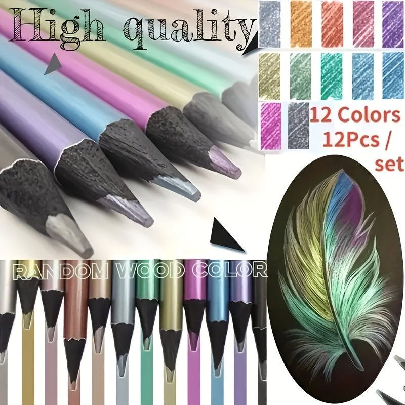 TEMU 12pcs Drawing Pencils For Adult Coloring And Sketching, Vibrant Colors Non-toxic, Suitable For Artists And Students-12 Colors