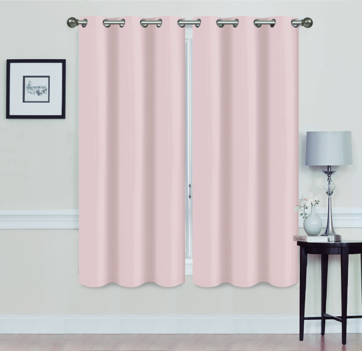 Madonna Blackout Grommet Curtain Panels (Set of 2) - 63" BLUSH