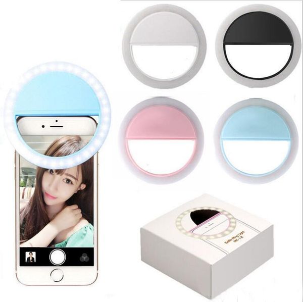 Carregando LED Flash Beauty Preencha Lâmpada de selfie anel Outdoor Rechargable para todos os telefones celulares Samsung iPhone