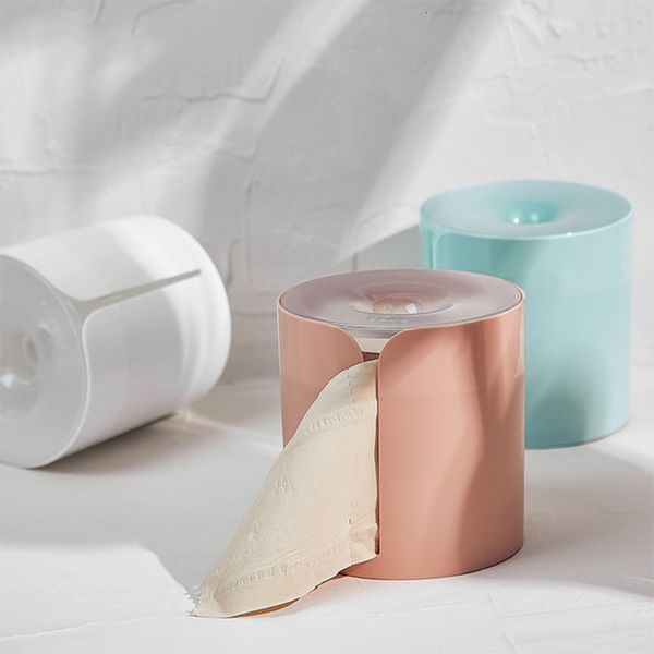 Toilet Paper Holders Creative Waterproof Cylindrical Toilet Paper Holder Household Living Room Bathroom Wallmounted Plastic Roll Paper Box 4