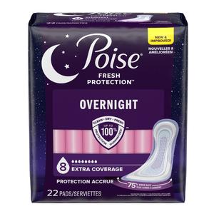 Poise Overnight Pads For Bladder Leaks, Pack of 22