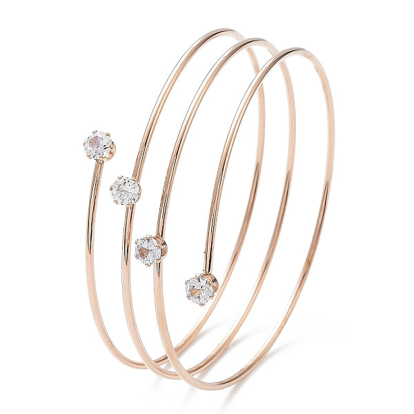 Bracelet enroulé en fil métallique à triple boucle en acier inoxydable 304 avec placage ionique (IP)