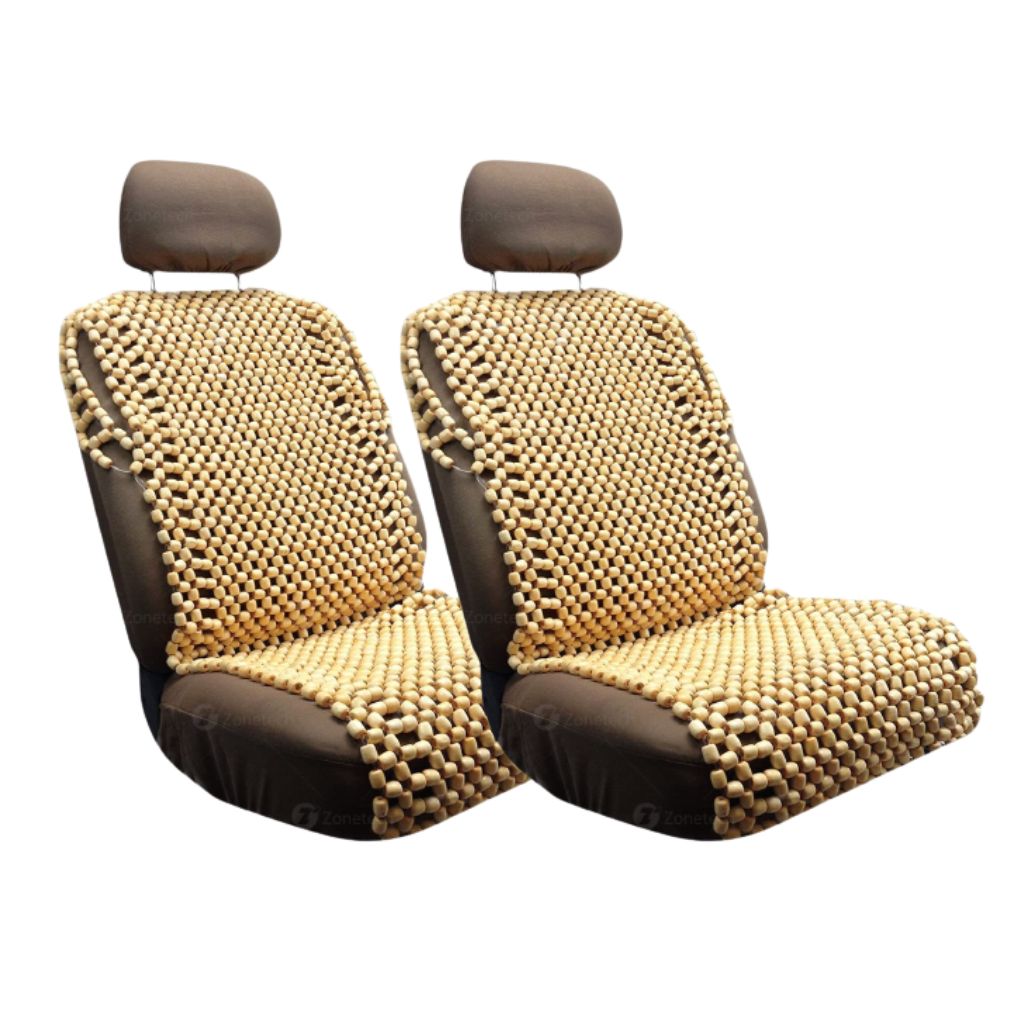 Zone Tech® Natural Wood Beaded Premium Seat Cover (1- or 2-Pack) - 2-Pack