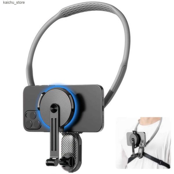 Cell Mounts Holders Magnetic POV Video Recording Vlog Selfie Hands-free Phone Neck Holder Chest Mount for Android J241217