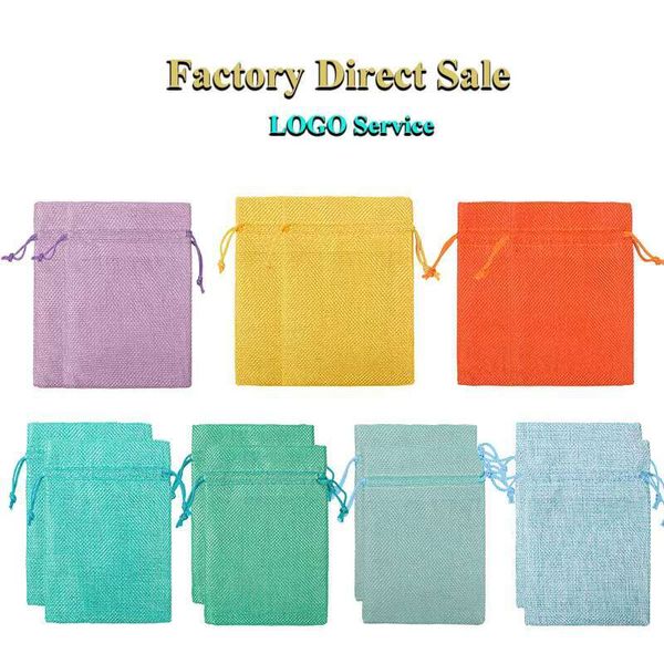 10Pcs-Lot Trendy Color Jute Pouches Jewelry Organizer Bags Christmas Decoration Sachet Candy Gift Pocket Can Customized