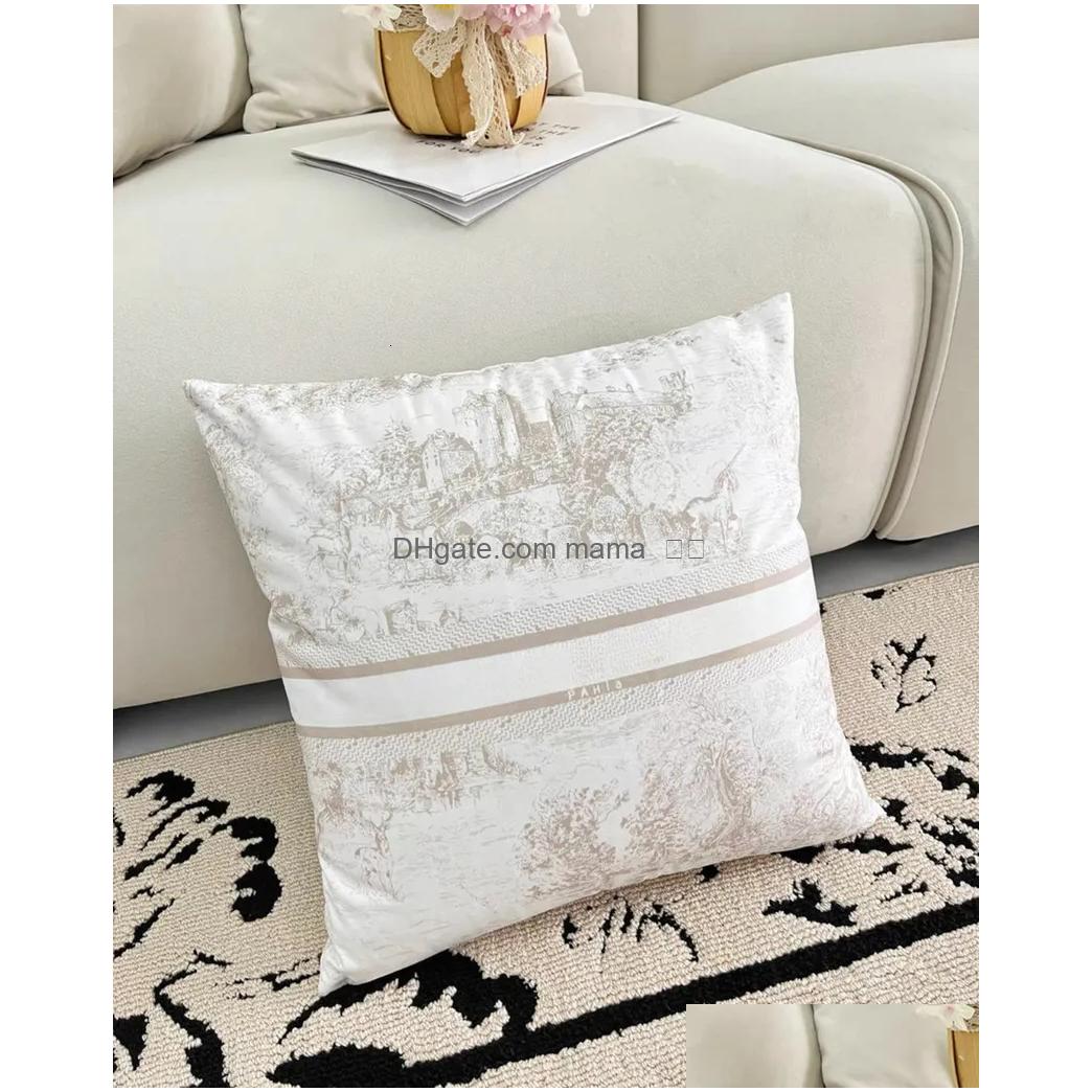 Cushion-Decorative Pillow Fashion Light Luxury Sofa Bedroom Cushion Living Room Headboard Plush Car With Core Cloth Art Pillowcase C Otm6H