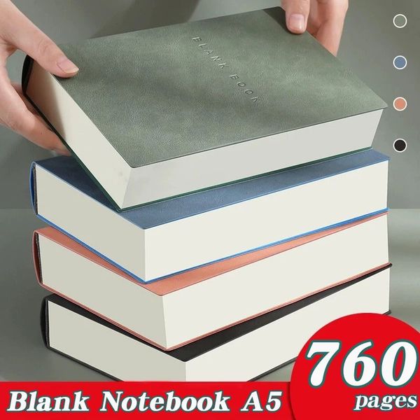 Super Thick Notebook 760pages A5 Creativity Stationery Blank Notepads Pu cover School Office Supplies Sketching and Graffiti 250113