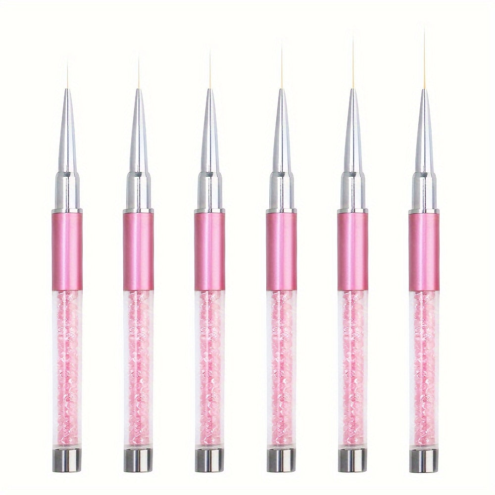 TEMU Nail Art Brushes Set,6pcs Nail Art Liner Brushes For Gel Nail Polish Design Pen,nail Drawing Pens For Nail Art Tools Design Pen Small Detail