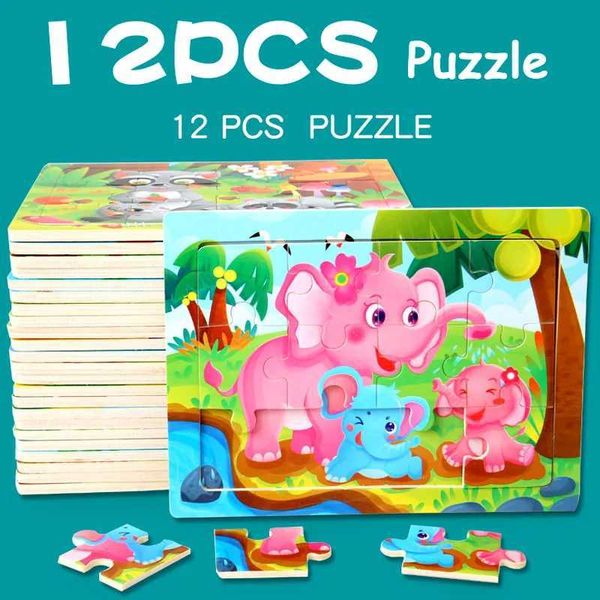 3D Wooden Puzzle Baby Montessori Toys Animal Intelligence Wood Puzzles Early Learning Educational Toys for Children LX241024