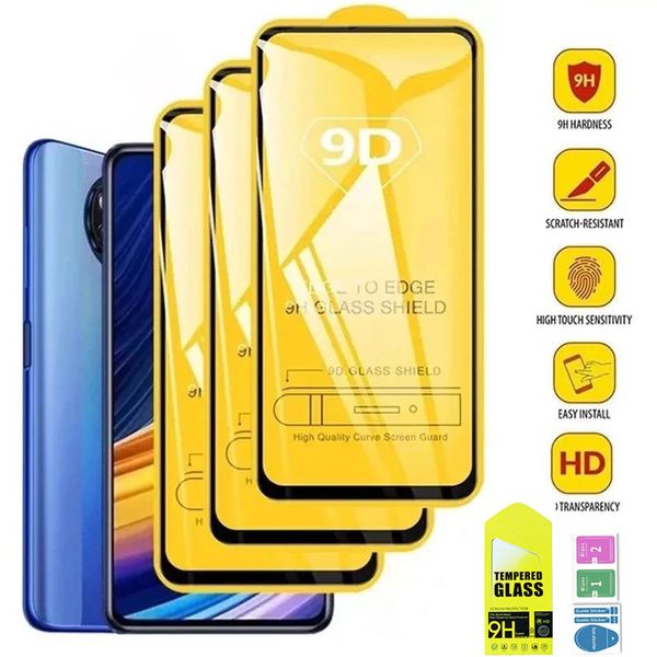 3Pack 9D Tempered Glass for Xiaomi Mi Poco X3 Pro F3 M3 M4 F5 Screen Protectors for Redmi Note 11 10 9 8 7 Pro 9T 9s 10s 9A 9C