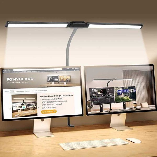 Led Desk Lamps Double Head Stepless Dimmable USB Table Lamp Computer Monitor Light for office Study Reading Lighting Fixture Z241123