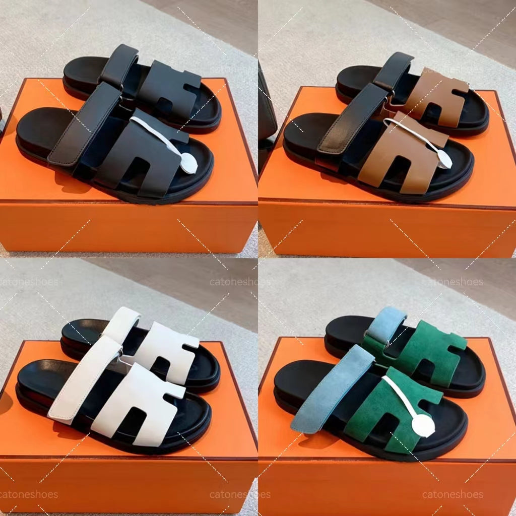 Sandals designer slippers for women summer mens slides classic fashion beach slippers thick sole genuine leather designer shoes couples shoes top qu