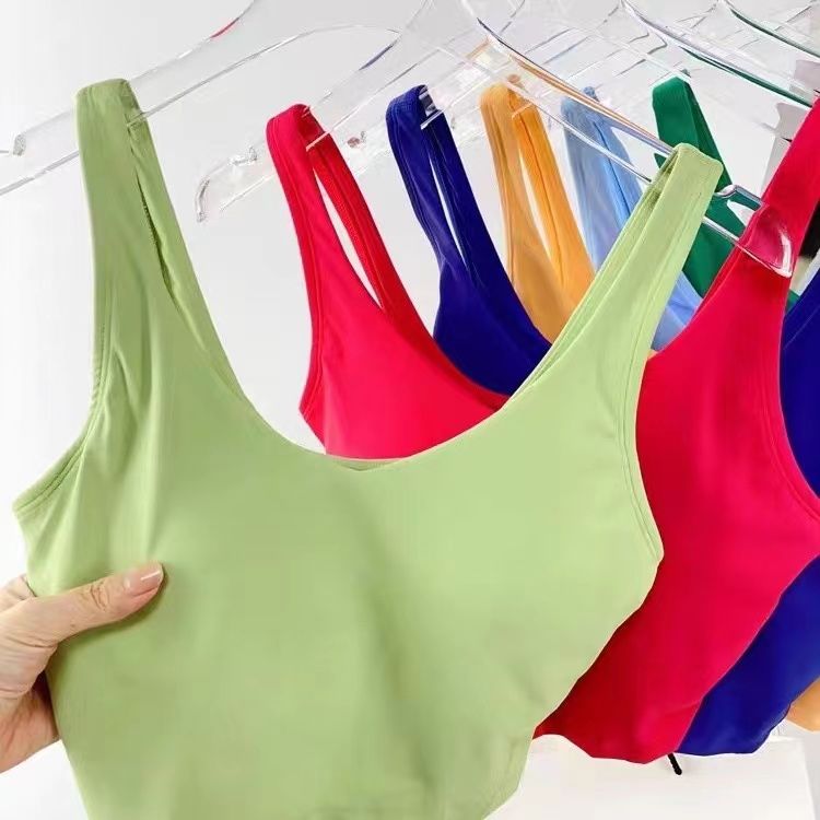 women yoga bra lingerie summer u shaped no steel ring built in chest pad sports bra for women gym sleeveless fitness yoga fashion tank top bras