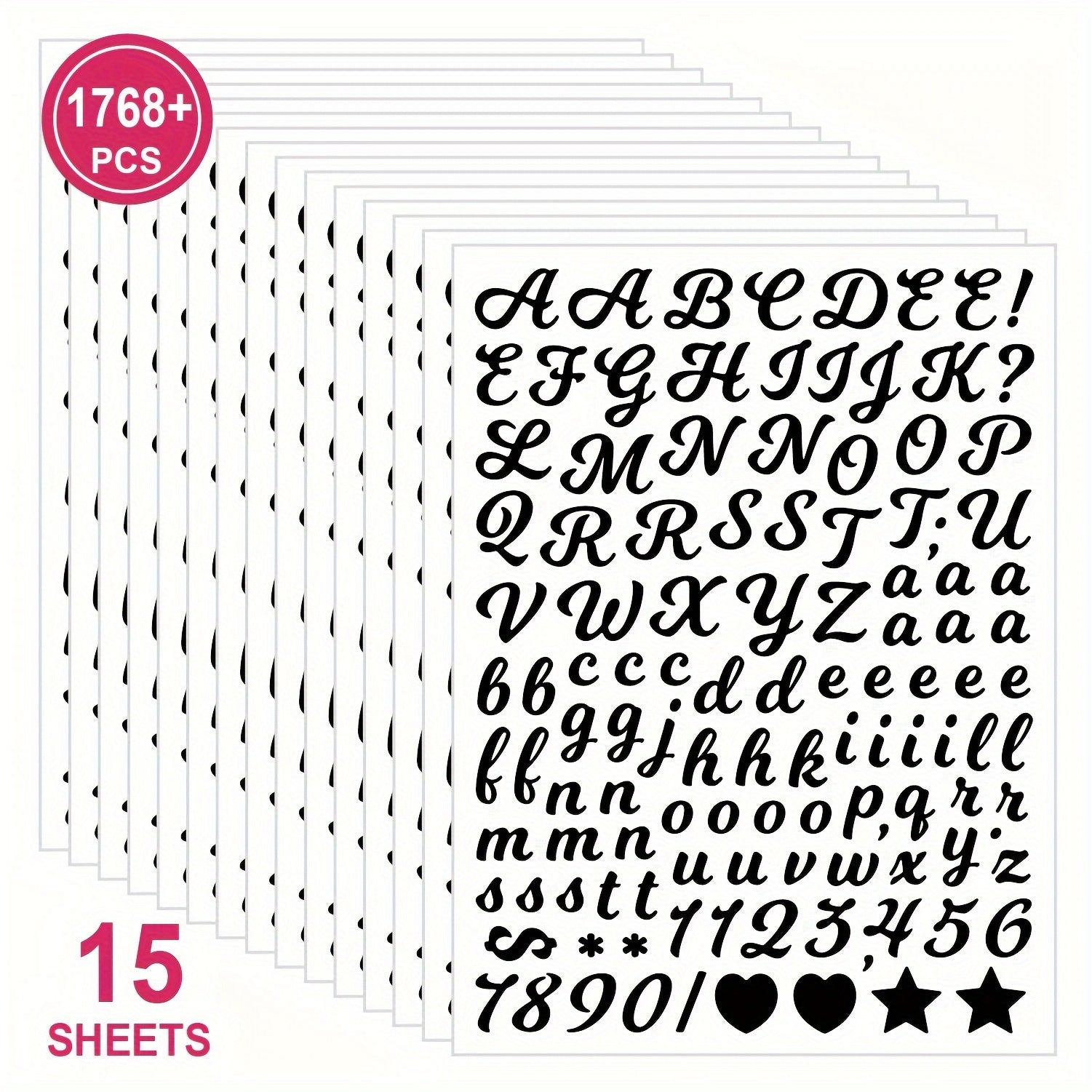 TEMU 1768+ Pcs Pvc Alphabet Stickers, 0.5-inch Font, Waterproof Vinyl Letter & Number Decal Pack, 15 Sheets