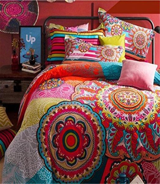 FADBoho Style Bedding Sets Boho Duvet Cover Set Bohemian Bedding Set Queen Size 4Pcs Cotton Bed Flat Sheet Bedclothes8449173 Best quality