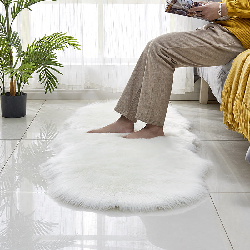 Home Imitation Sheepskin Sofa Carpet Floor Mat Imitation Wool Cushion Bay Window Mat Living Room Bedroom Non-slip Foot Mat Blanket
