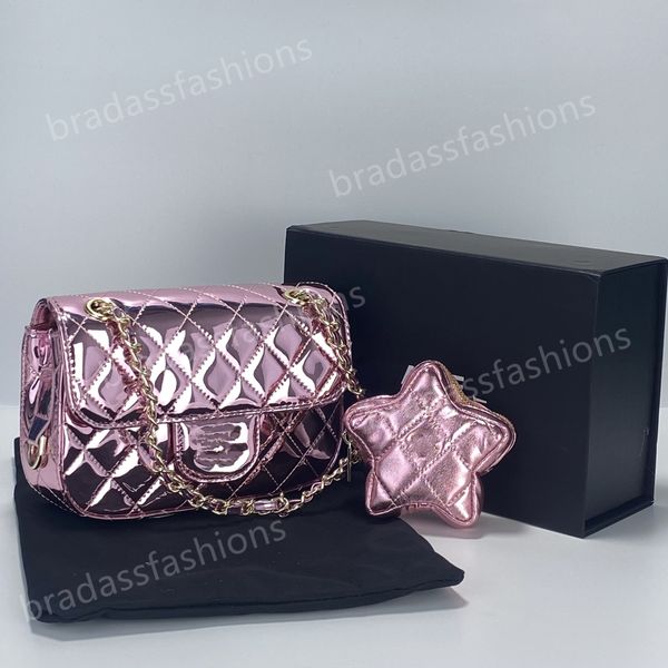 Designer bags Star Gemini Bag Square Flap Bag 24C mirror paint Genuine Leather Diamond Lattice Quilting Calfskin crossbody bag Handbags Wall