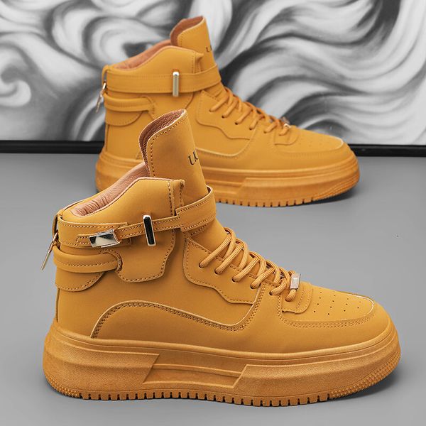 Hot Fashion Brown 2024 Designer High Top Comfortable Platform Shoes Men Casual Mens Skateboard Sneakers