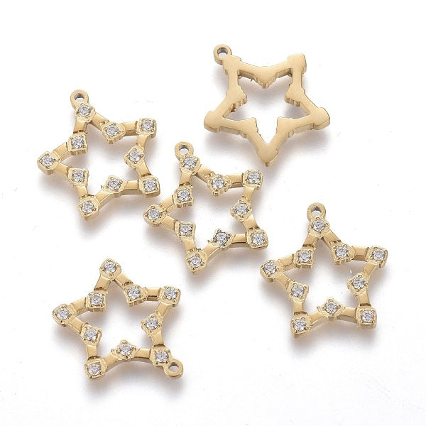 316 chirurgischer Edelstahl Micro Pave klare Zirkonia Charms