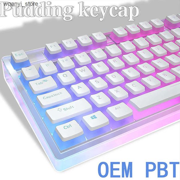 Keyboards 129Keys keyboard cover OEM profile PBT material key cover for Mx heat exchange mechanical keyboard switch transparent pudding keyb