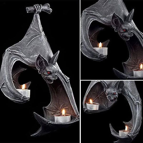 Candle Holders Wall Tealight Holder Bat Statue Hanging Candlestick Light Garden Home Halloween Decoration 231010