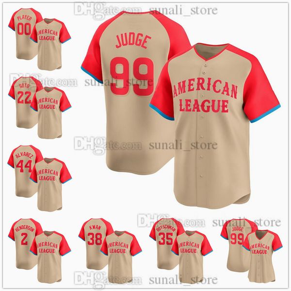 2024 All-Star Baseball Jerseys 99 Aaron Judge 22 Juan Soto 2 Gunnar Henderson 38 Steven Kwan 44 Yordan Alvarez 35 Adley Rutschman 27 Jose Al