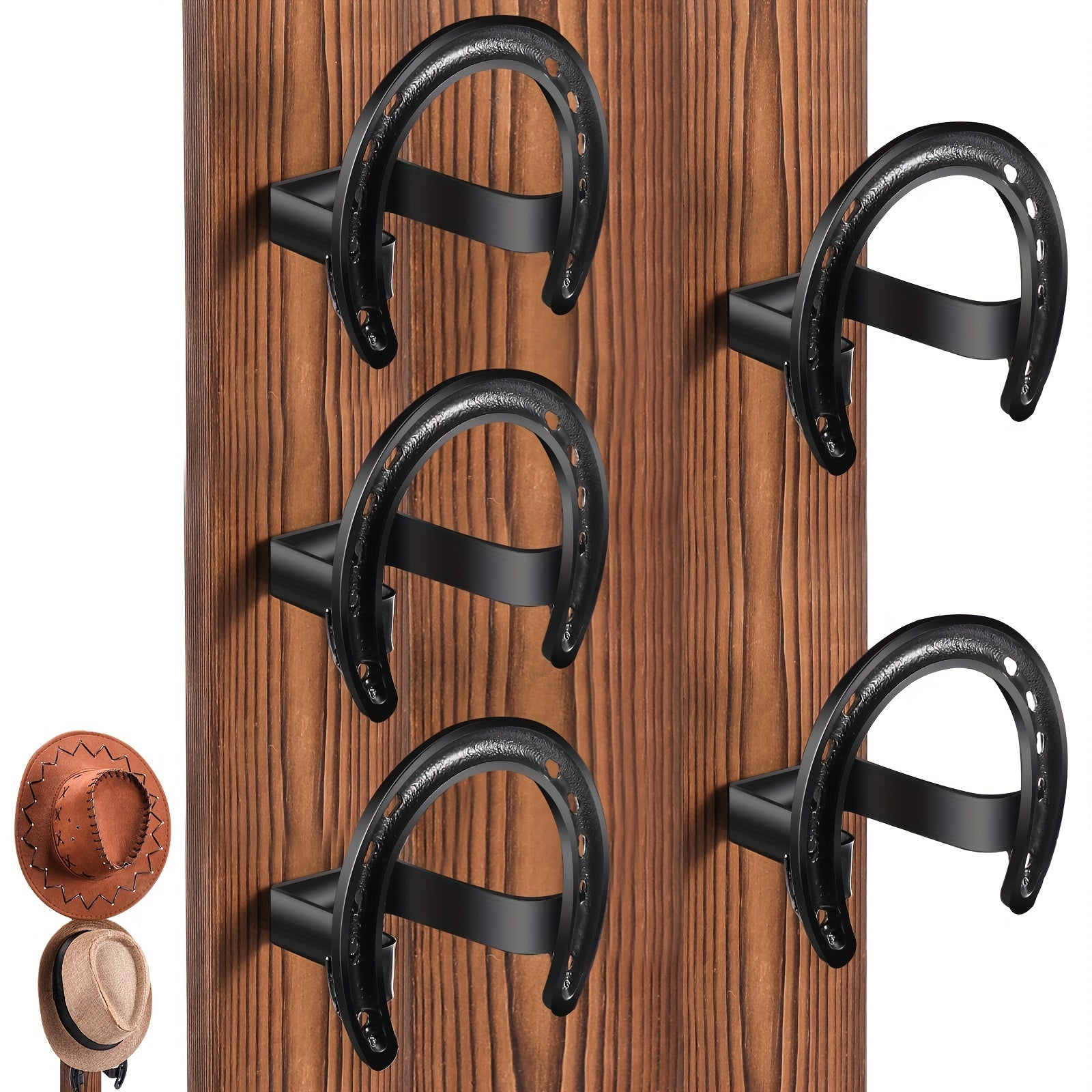 TEMU 5pcs Cowboy Western Hat Rack Cowboy Hat Holder Hat Hanger Wall Hat Hooks For Display Wall Decor Original Shape Of Hat (classic)