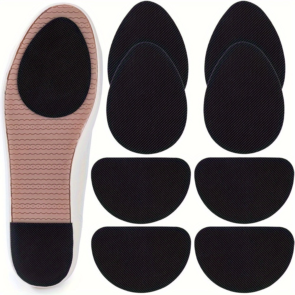 TEMU 8pcs Anti-slip Shoe Insoles, Thickened Self-adhesive Sole Protectors For Sneakers, Black - Type 2, Non-slip Shoe Inserts For Grip , Shoe Insoles