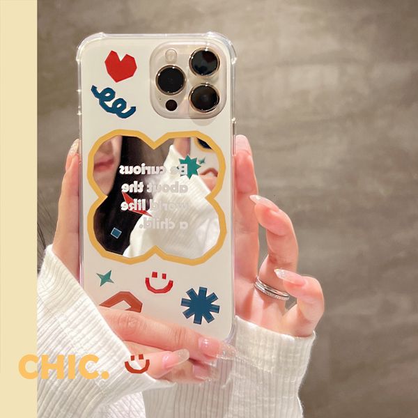 ddmygifts Minimalist Ins Geometric Smile 14 Suitable for iPhone 15 Pro Max Apple 12 Phone Case 11 Mirror 13 A