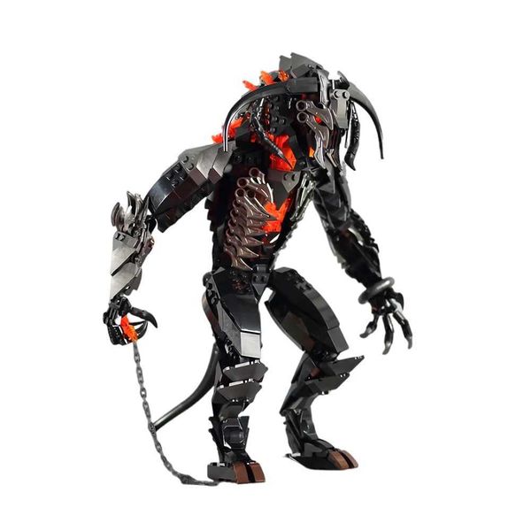 Gobricks MOC Balrog of Moria Bricks Rings Movie Action Figures Monster Horror Demon Flame Model Building Blocks Kids Toys Gift Z241205