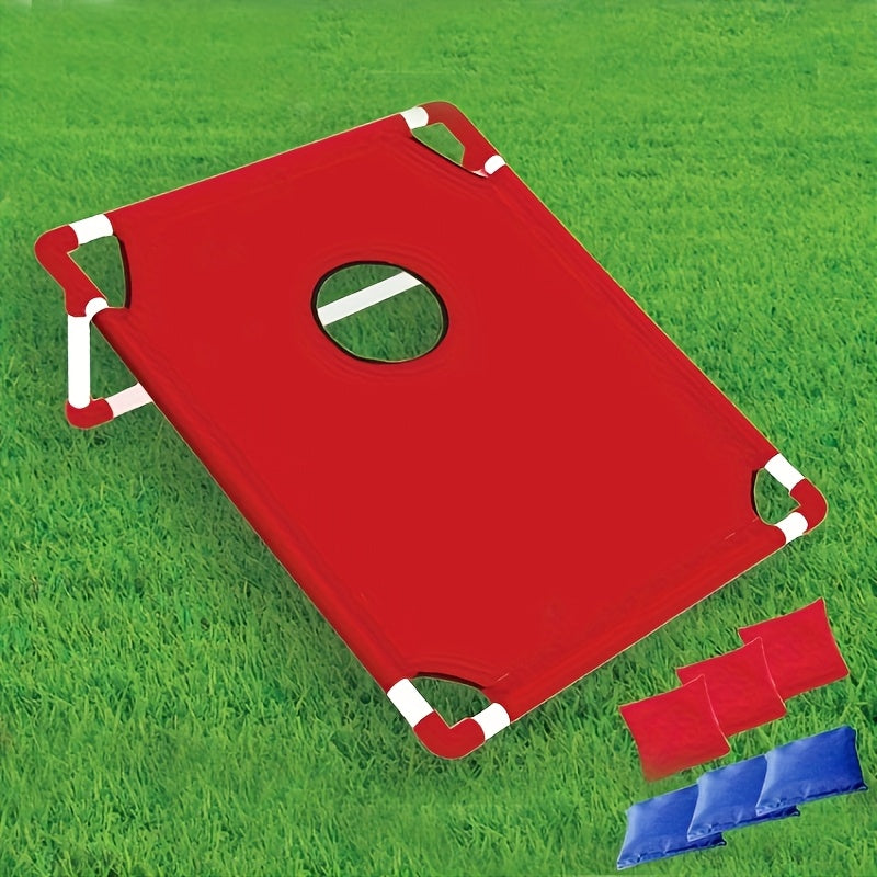 TEMU [chenjialan]24.2in * 21.2in Red And Blue Foldable Portable Corn Hole Leisure Game Set, Durable And Sturdy, Comes With 6 Bean Bags, Suitable For