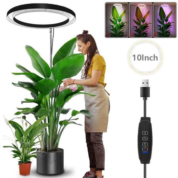 10 LED ring grow light for indoor plants full spectrum large plant light for indoor plants USB height adjustable growth light for indoor pla