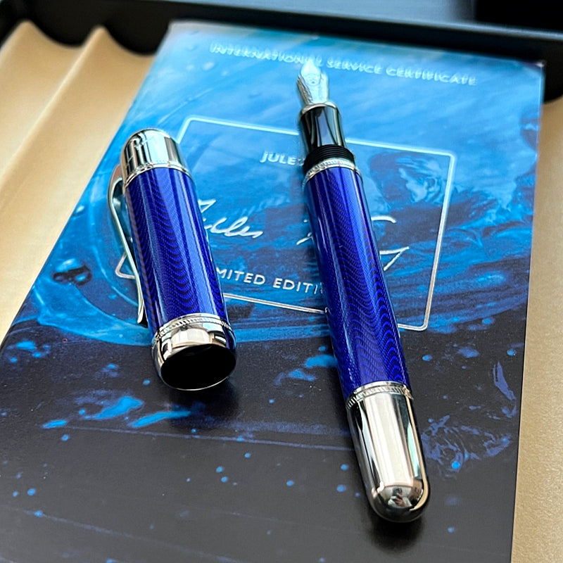 High quality Writer Jules Verne Rollerball Pen Special edition Ocean Blue and Red Black Metal Ballpoint Fountain pens Writing office school supplies