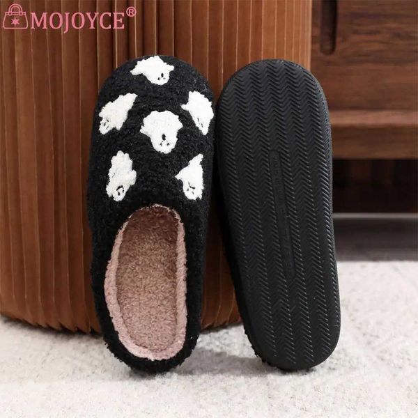 Slippers Halloween Plus Flat Hot Slide Comfortable Soft Fur Anti Slip Blur Suitable for Women H241105