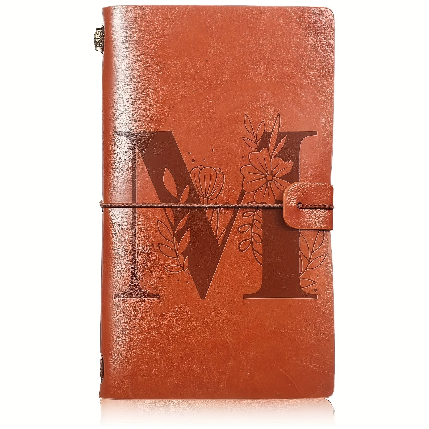 TEMU 1pc Flower Initial Pu Leather Travel Journal For Women Men, Notebook Lined Paper Diary Planner Writing Notepad Wedding Birthday Gift 4.7 X 7.9