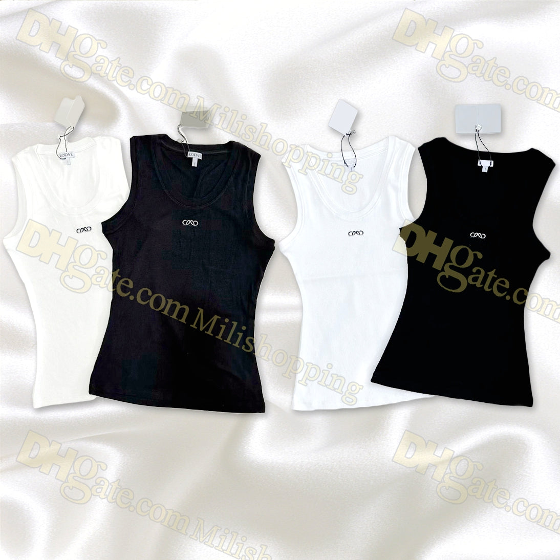 Designer Womens Knits Tees Upgraded version T Shirts Sleeveless Woman Summer Tanks Camis Tees Vest Short Shirt Lady Slim Vests Ice Silk Tops 100% Co