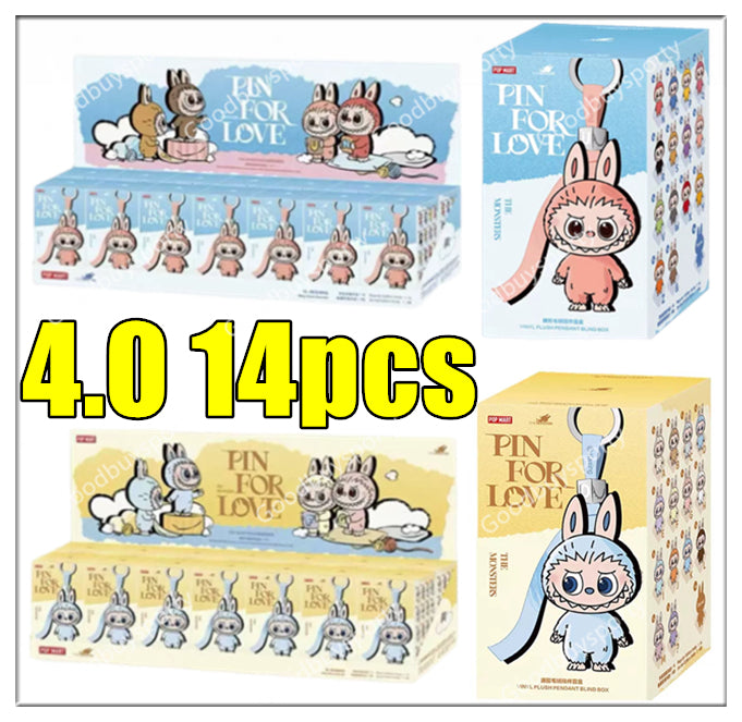 V4 LABUBUPOPOMAT 4.0 14pcs pin for love Blind box toys V3 Gifts Collectible igurine PVC Sitting Doll Macaron Color Party Favors Adorable Desk Decor