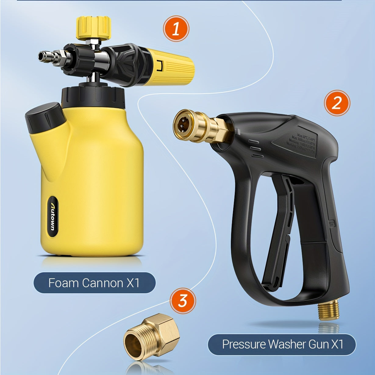TEMU Pressure Washer With Foam Cannon, Car Wash Foam Kit, Foam Cannon For Pressure Washer With 1-4 Inch Quick Connector, M22 Inlet Connector, Up To