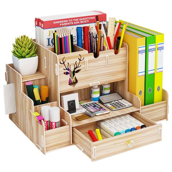 Pencil Cases Pen Holder Nordic Lns Storage Box Creativity Office Desk Stationery Wooden Large Capacity Rack Book 230804