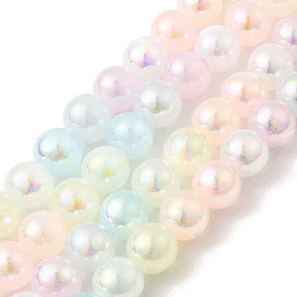 Placage de brins de perles de sélénite naturelle