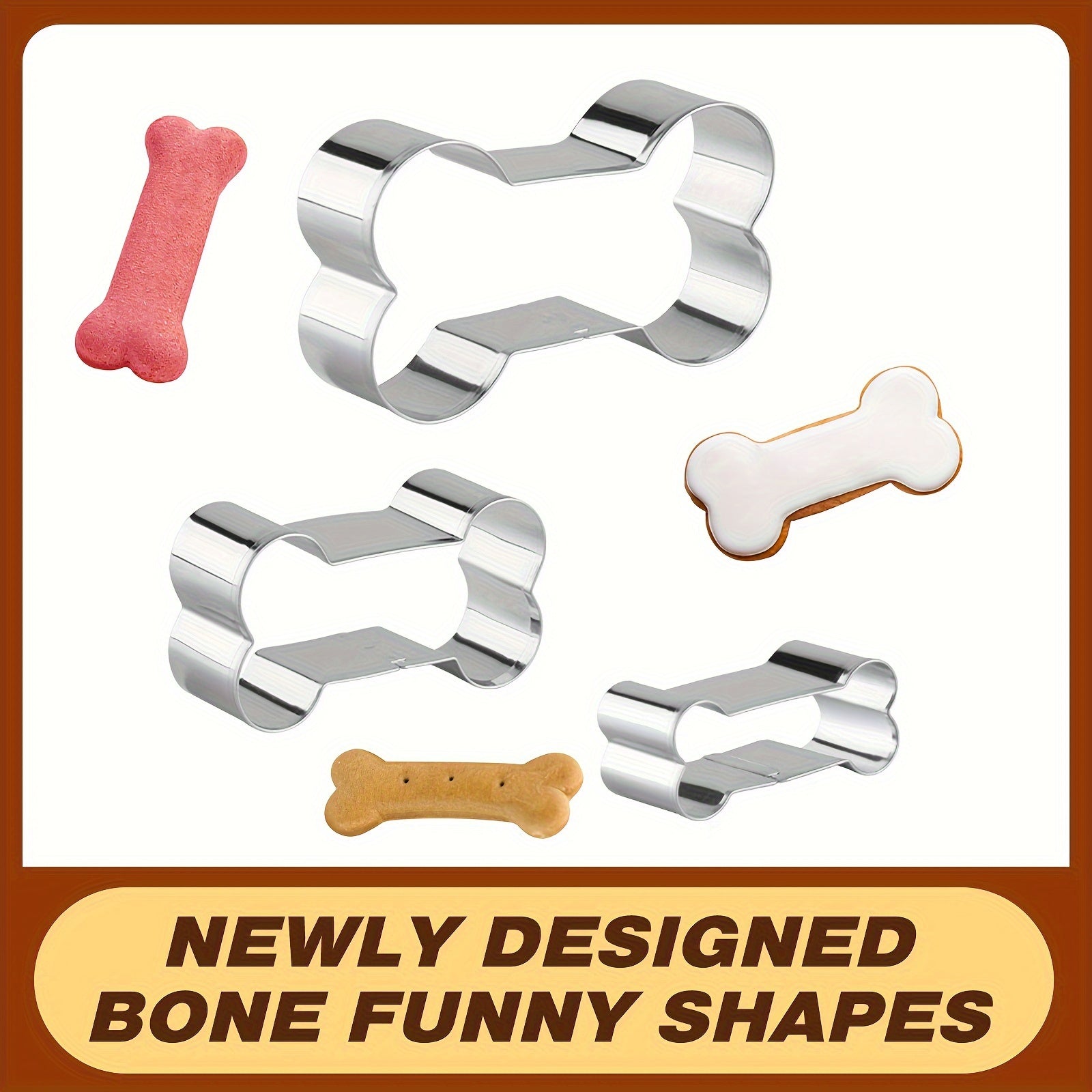 TEMU 3pcs-set Cookie Cutters Dog Treats Cookie Cutters Biscuit Dog Treat Cookie Cutter Set For Homemade, Stainless Steel Pastry Cutters, Biscuit