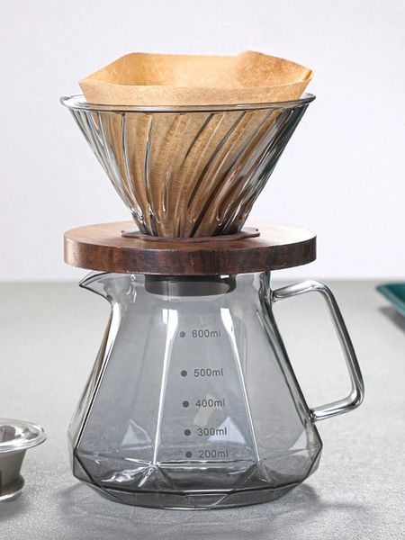 Coffee Pots Leeseph Pour Over Coffee Maker with Dripper High Borosilicate Glass Coffee Pot Hand Drip Sharing Pot Filter Funnel Portable 2312