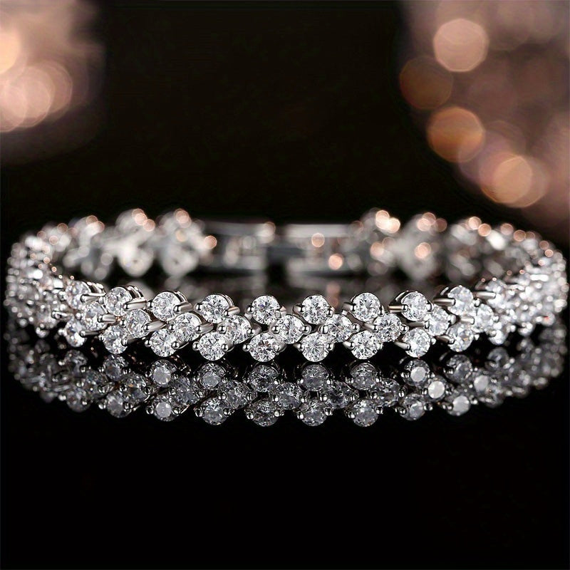 TEMU 9.1 Carat Moissanite , Suitable For Women And Men, S925 Sterling Silvery, 3mm Dark Vvs1, 7.09-inch All Moissanite Bracelet, Exquisite Jewelry,