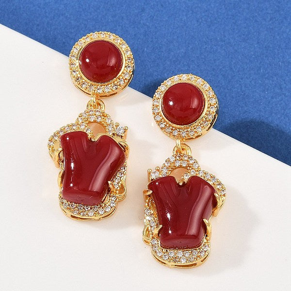 Boucles d'oreilles pendantes rondes plates en laiton avec micro pavé de zircones cubiques transparentes et pépites