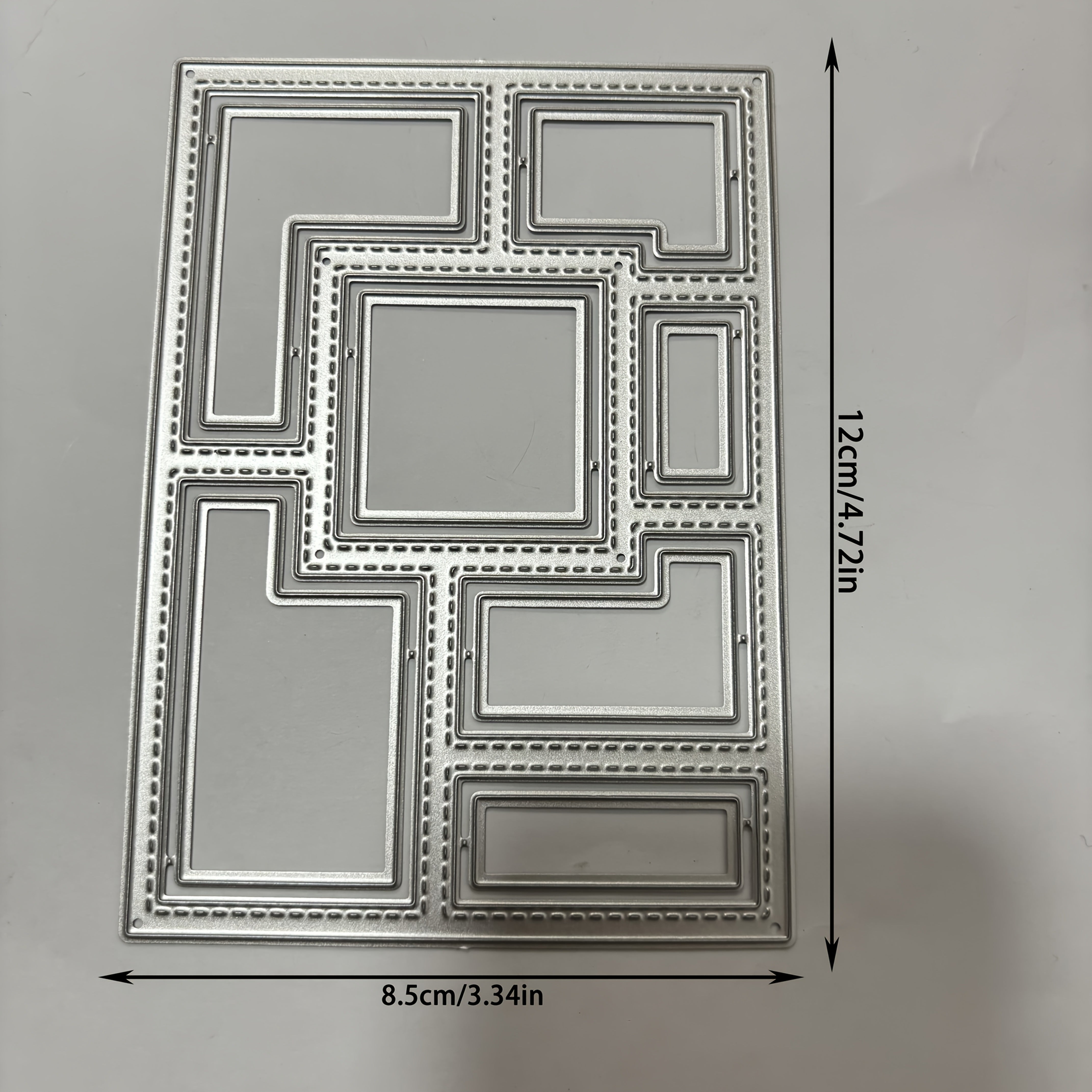 TEMU Rectangular Border Metal Cutting Dies - Versatile Diy Craft Tool For Scrapbooking, Photo Albums, Greeting Cards And Home Decor - Easy To Carry