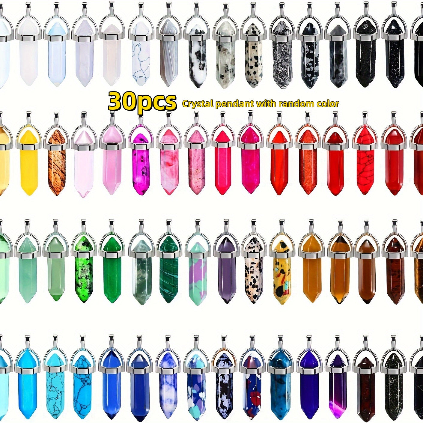 TEMU 30-50pcs Hexagon Artificial Crystal Pendants, Shiny & Durable, And Match For Making